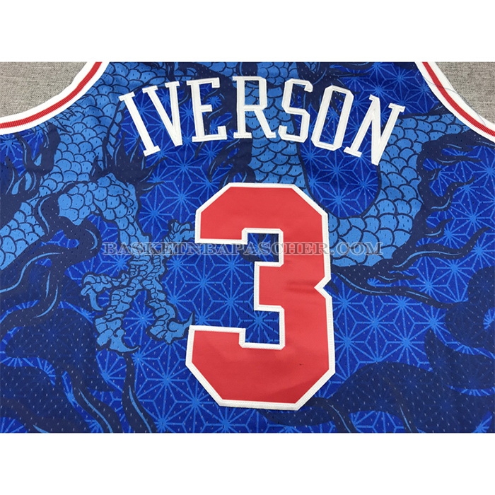 Maillot Philadelphia 76ers Allen Iverson NO 3 Asian Heritage Throwback 1996-97 Bleu